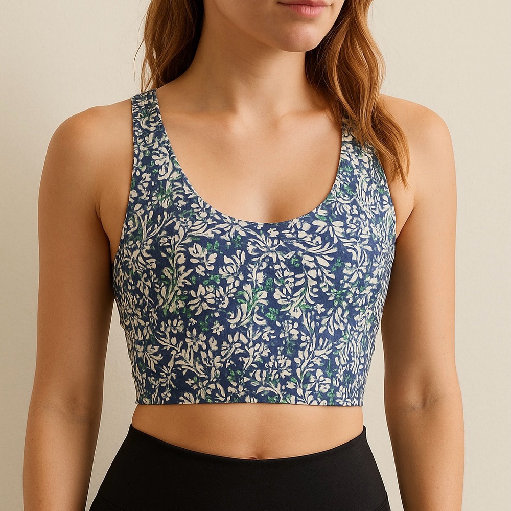 Aerie Blue Floral Real Me Longline Bra Tank | NWT | Size XL